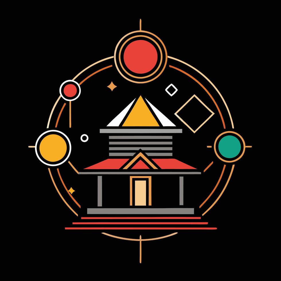 A building with a circular design on it vector