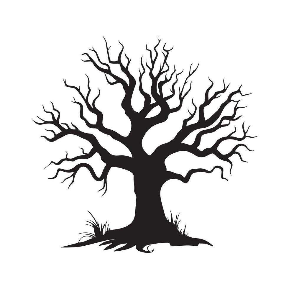 A black and white silhouette of a tree vector