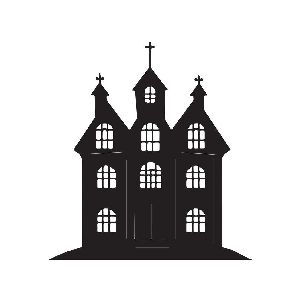 A black and white illustration of a castle vector