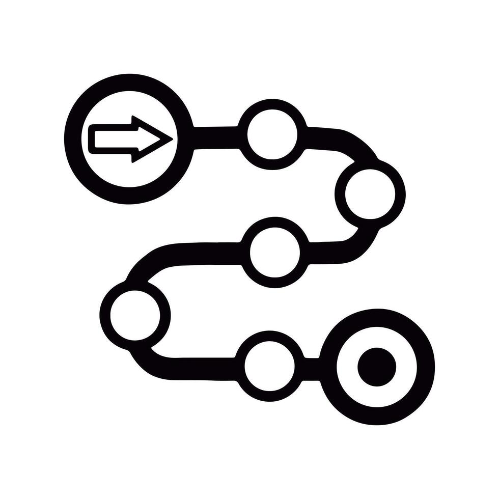 A black and white icon of a chain of arrows vector