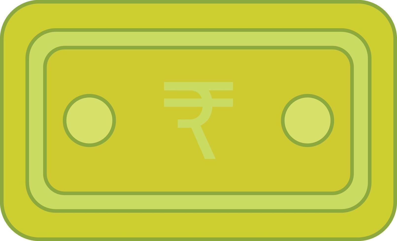 A green and yellow box with a rupee sign on it vector
