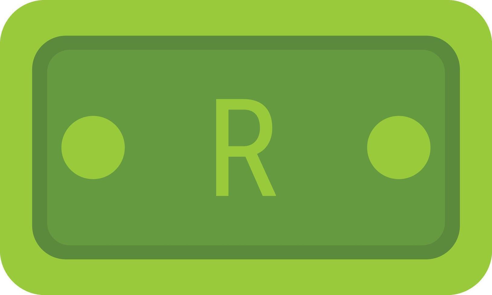 A green rectangle with the letter r on it vector
