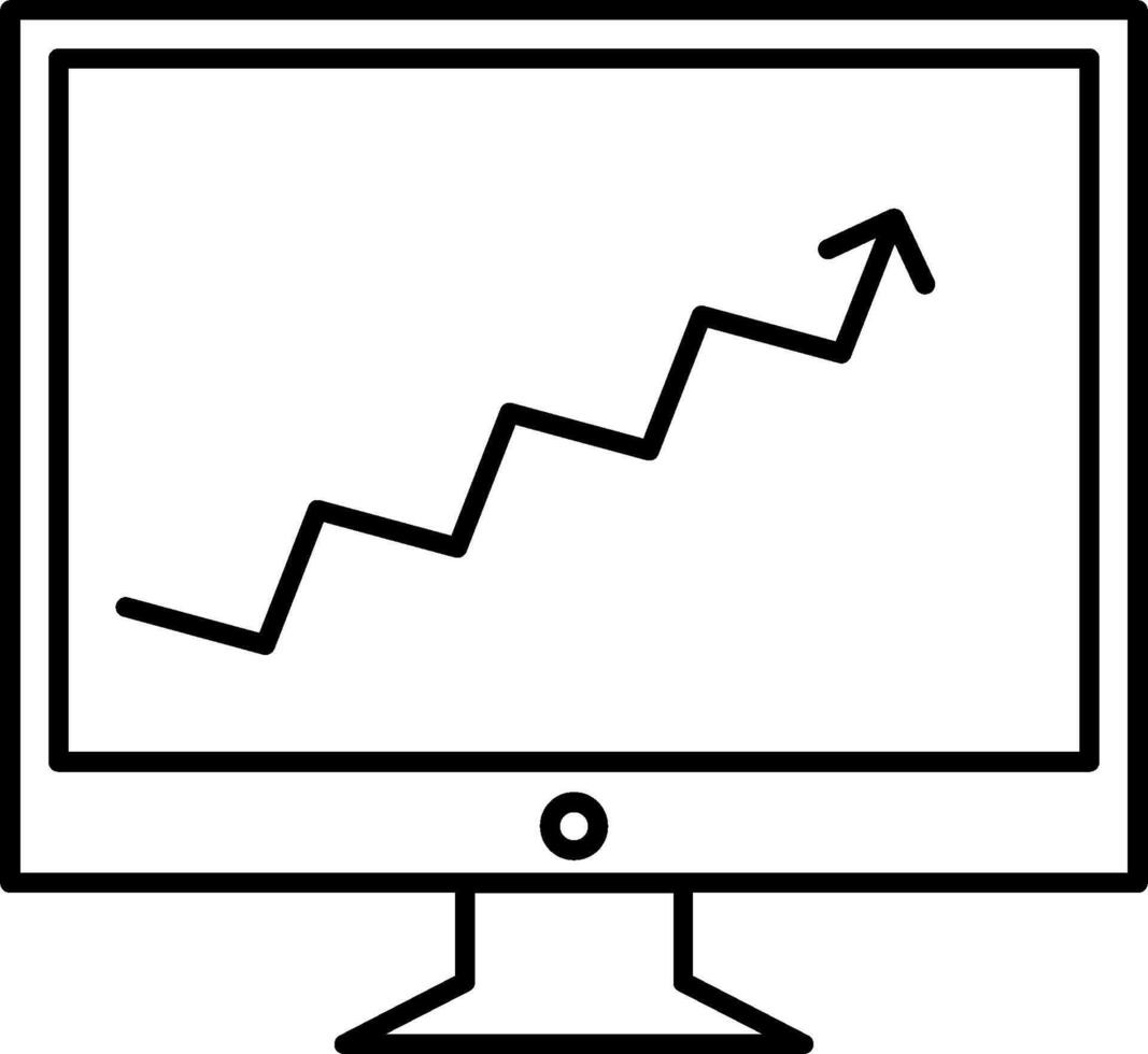 A computer monitor with an upward graph on it vector