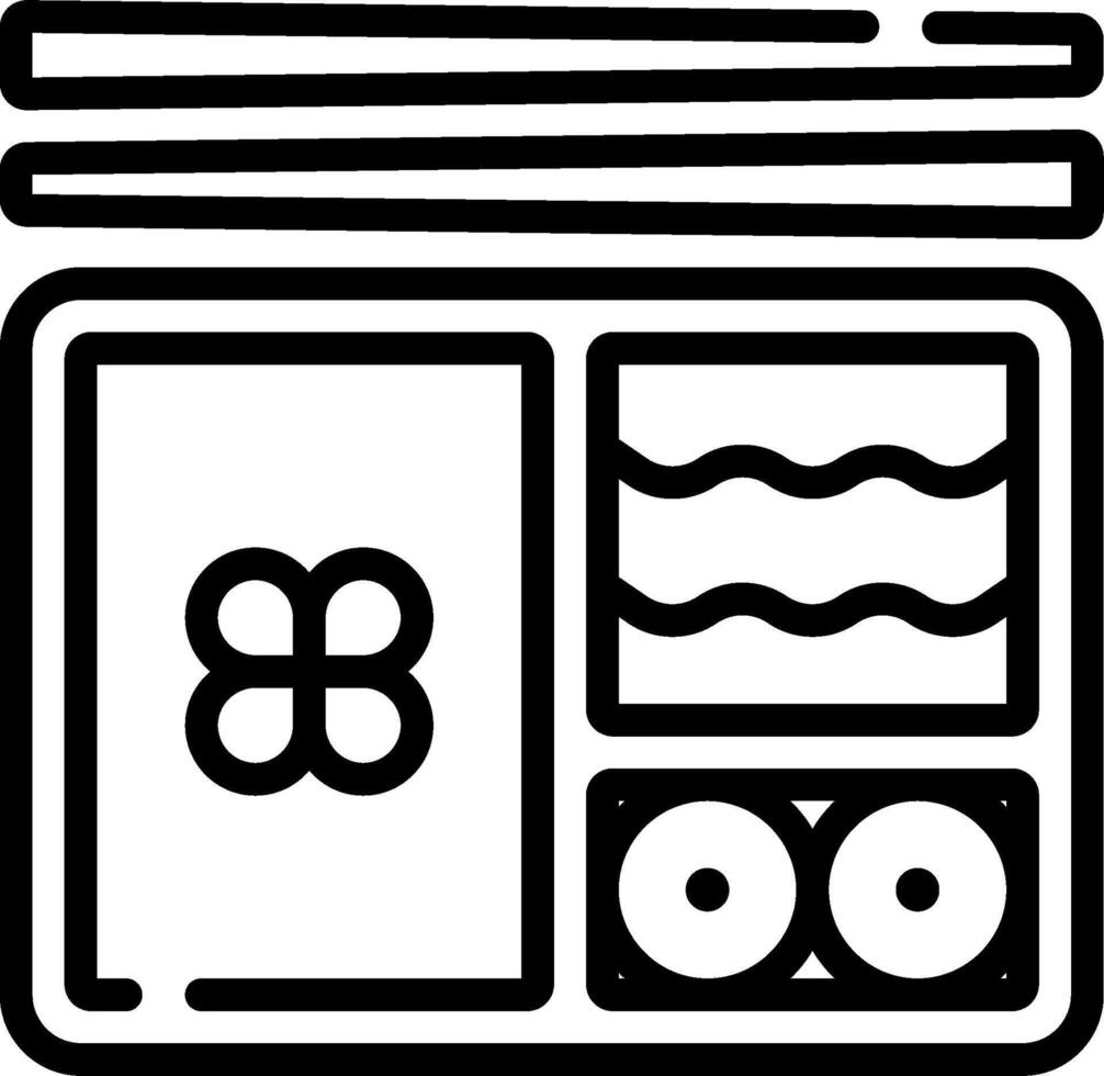 A black and white image of a box with chopsticks vector