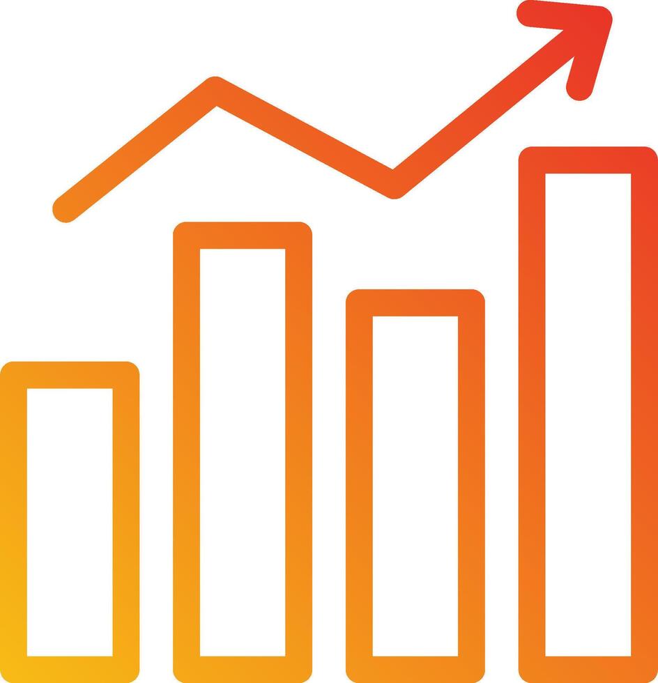 A graph with an upward arrow going up vector
