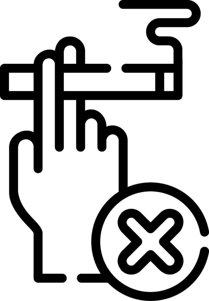A hand holding a cigarette and a no smoking sign vector