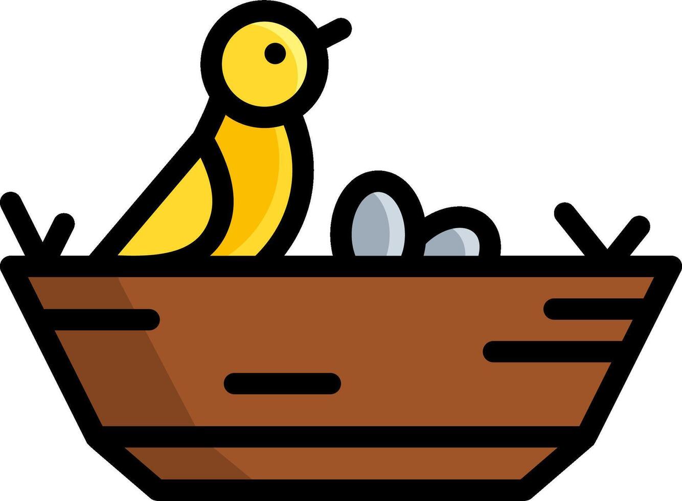 A bird in a nest with eggs vector