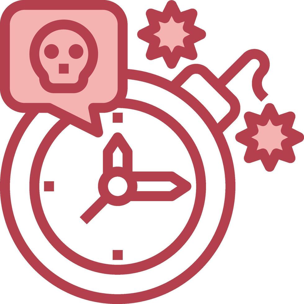 A red and white clock with a skull and speech bubble vector