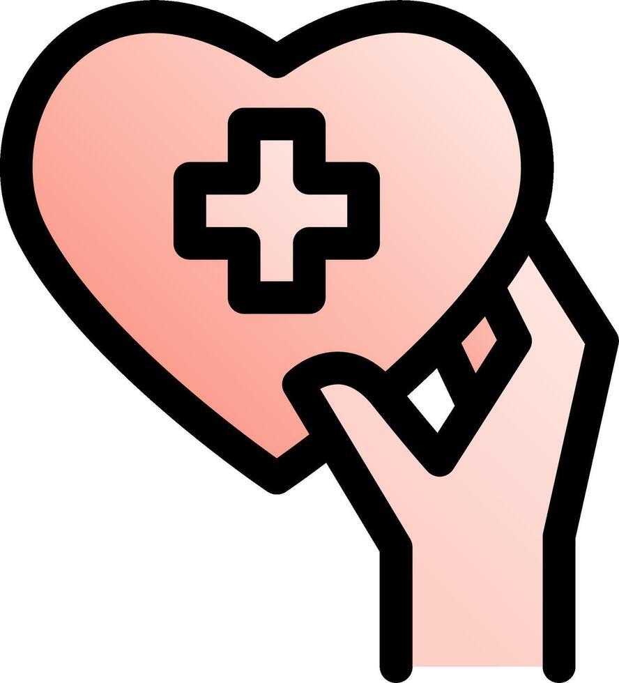 A hand holding a heart with a cross on it vector