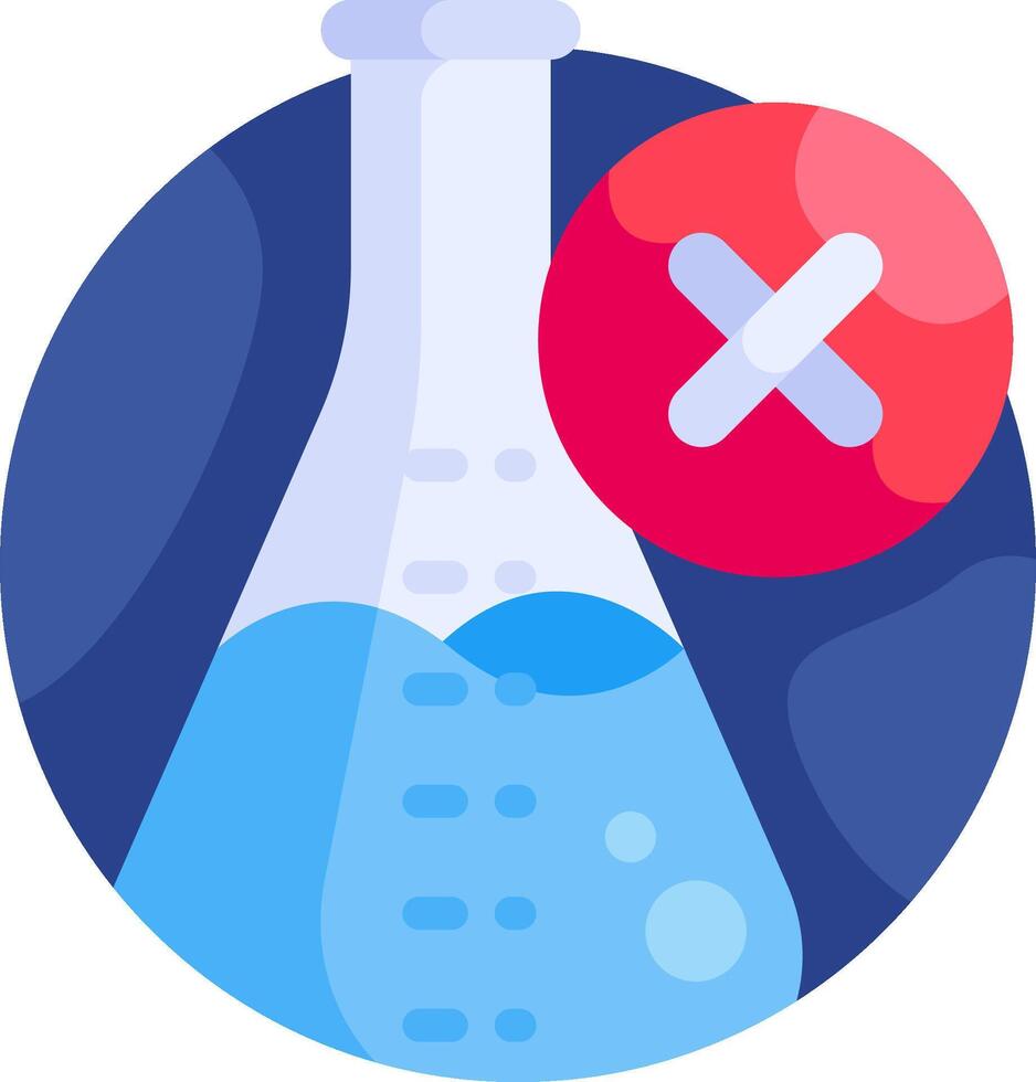 A flat icon of a flask with a red cross on it vector