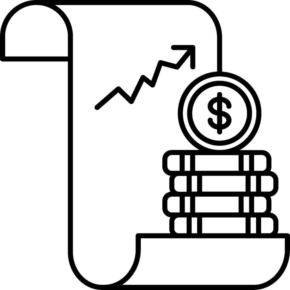 A black and white illustration of a stack of money and a dollar sign vector