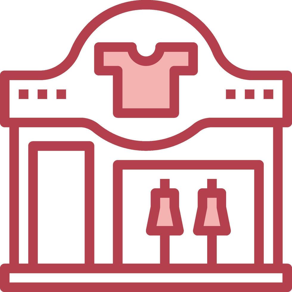 A red and white icon of a clothing store vector