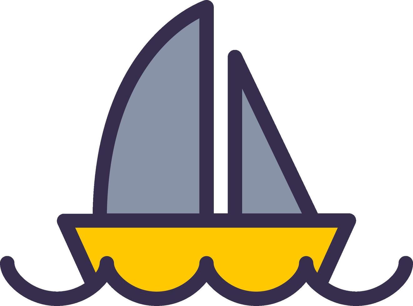 A sailboat on the water with a yellow and gray outline vector