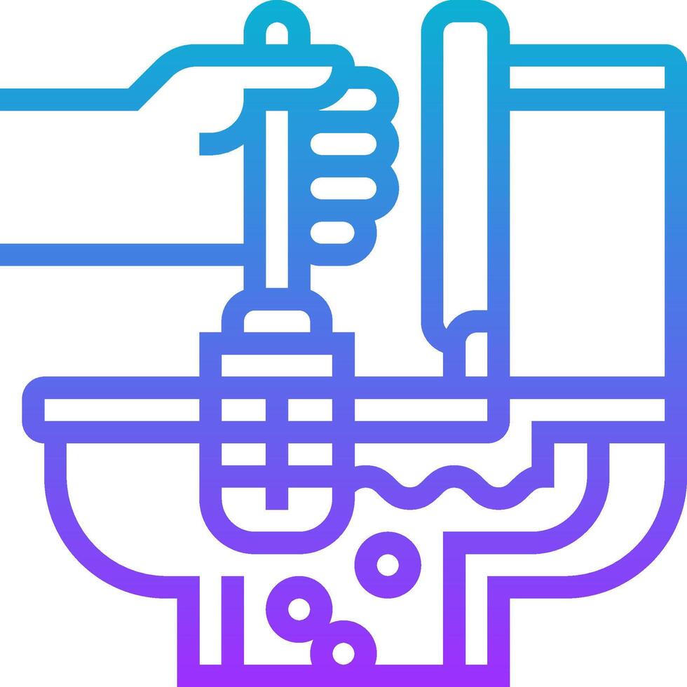 A hand is holding a plunger in a toilet vector