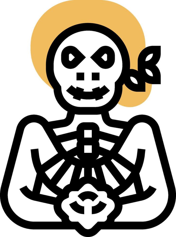 A skeleton with a cross on his head vector