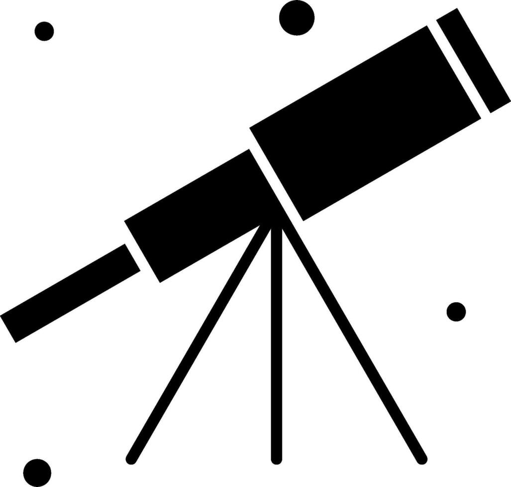 A black and white illustration of a telescope vector