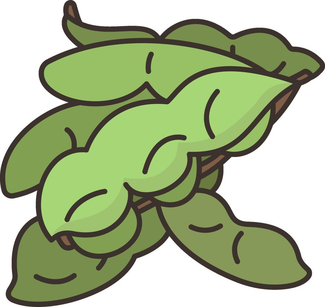 A cartoon green bean plant with leaves vector