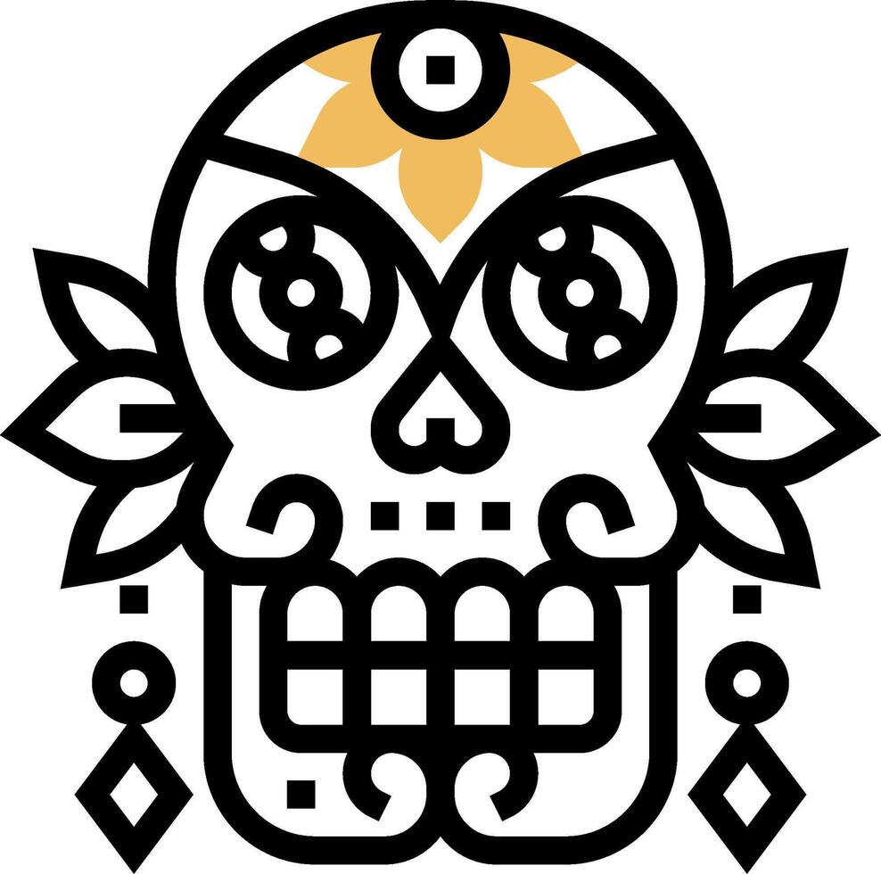 A sugar skull with a flower on it vector