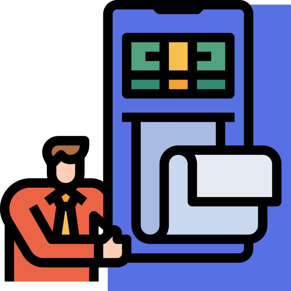 A man is holding a paper roll and a machine vector