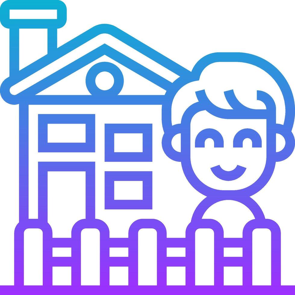 A man standing in front of a house with a fence vector