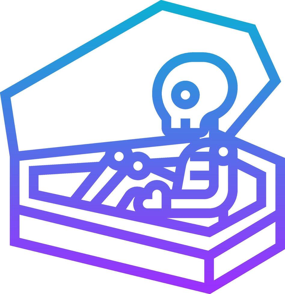 A skeleton in a coffin with a skull and crossbones vector