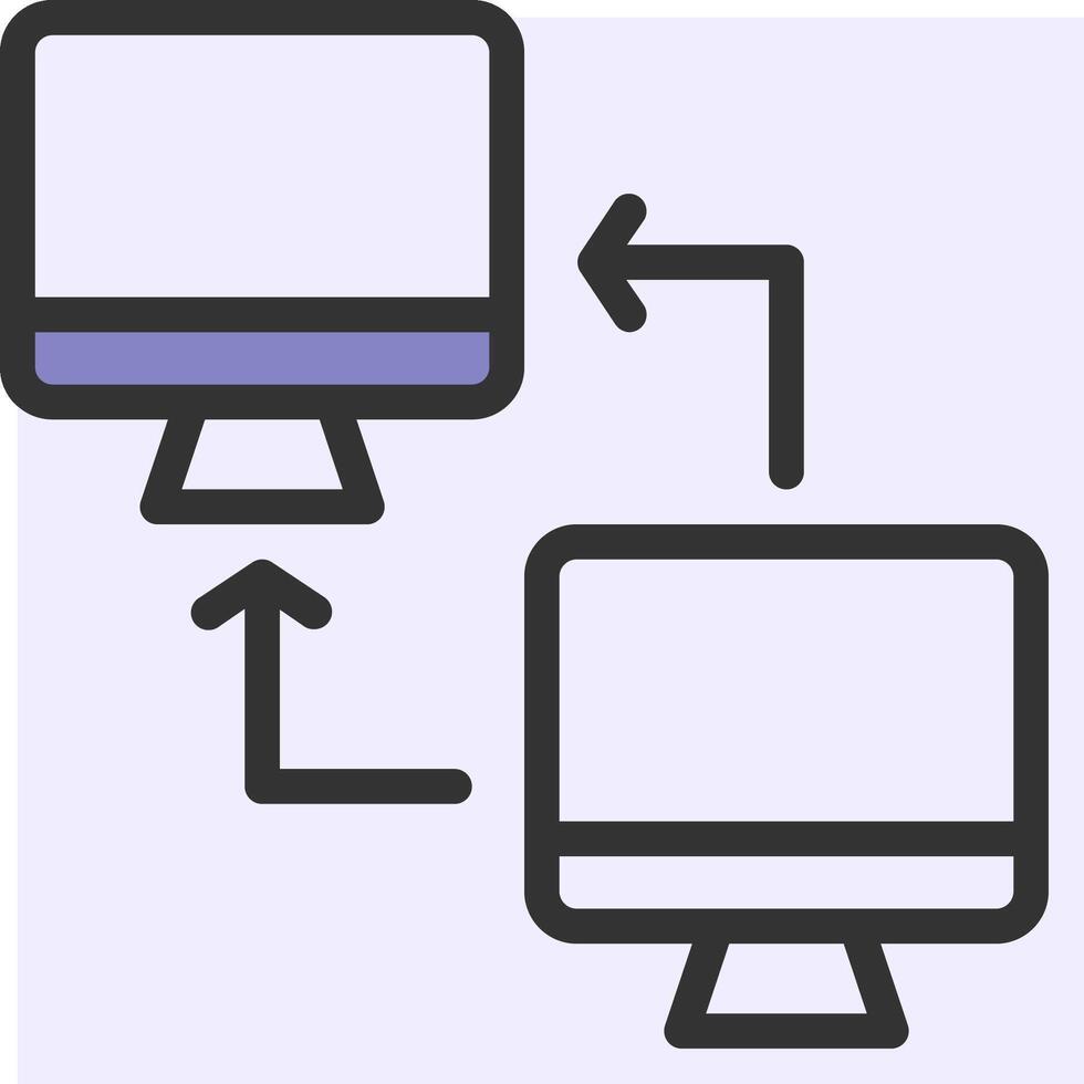 Two computers are connected to each other vector