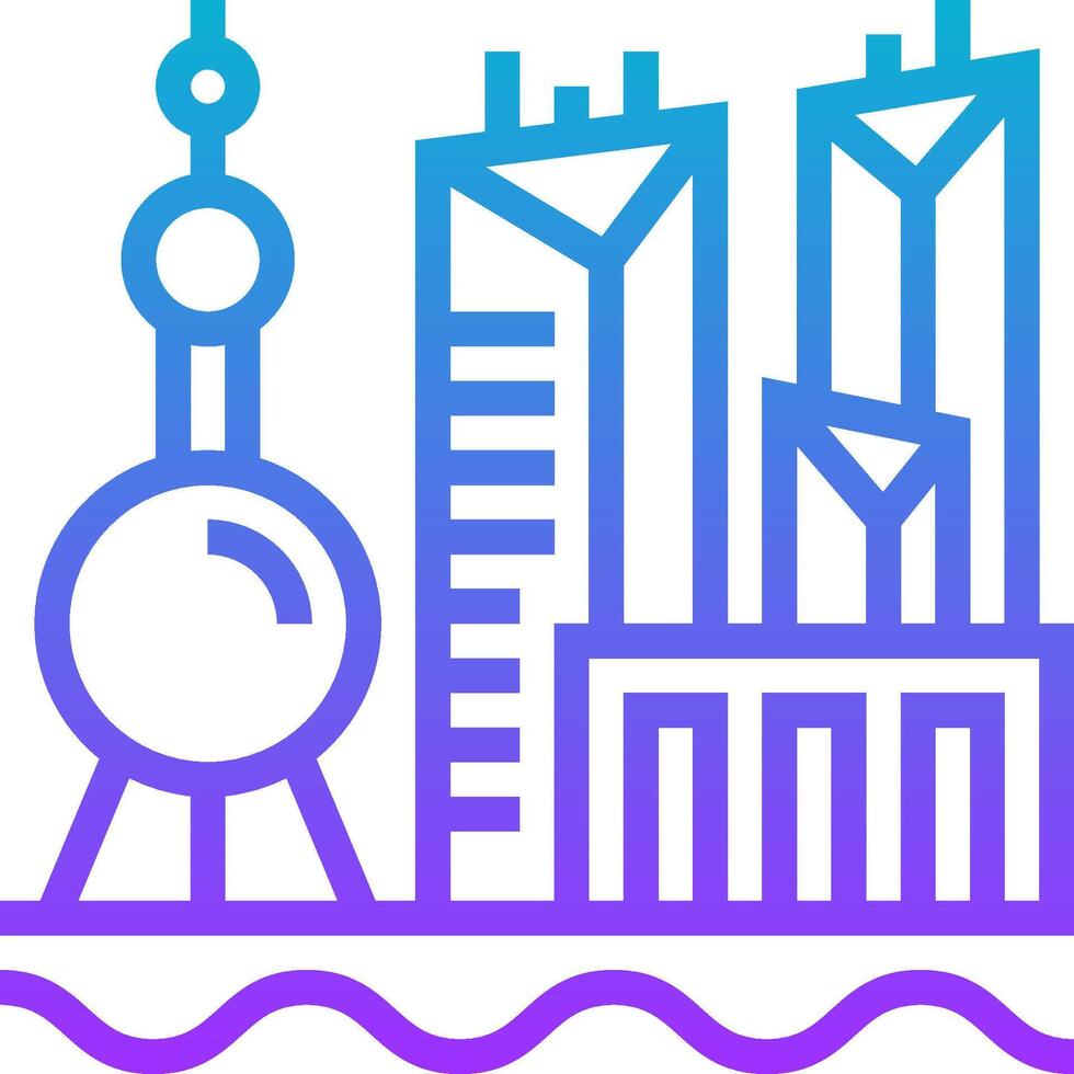 A city skyline with a building in the middle vector