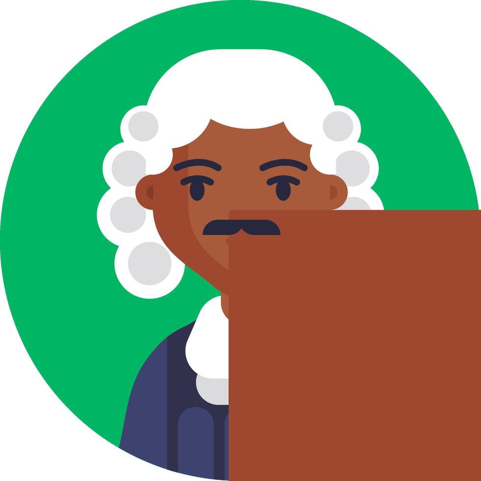 A cartoon man holding a sign with a picture of a judge vector