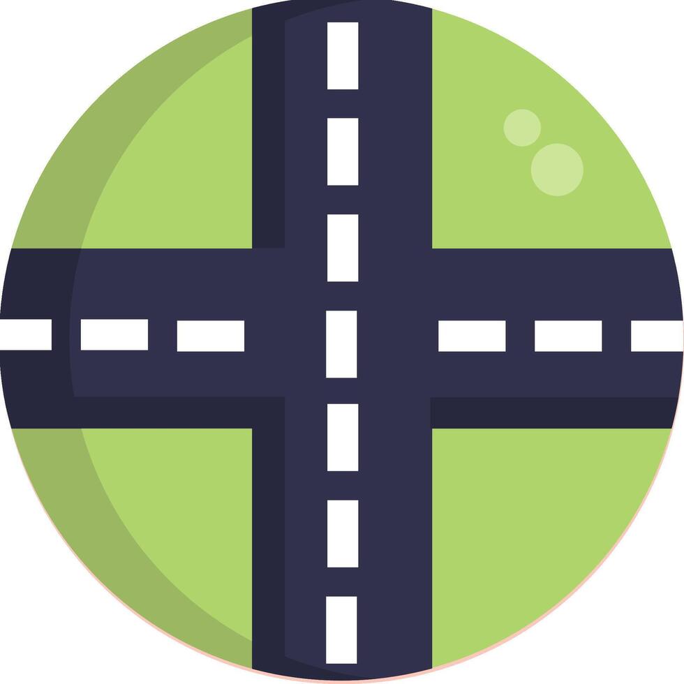 A green and white road with a cross on it vector