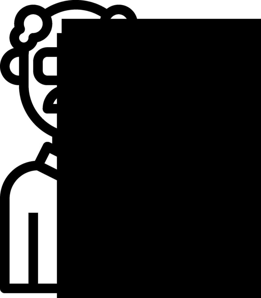 A black and white image of a man holding a blank piece of paper vector