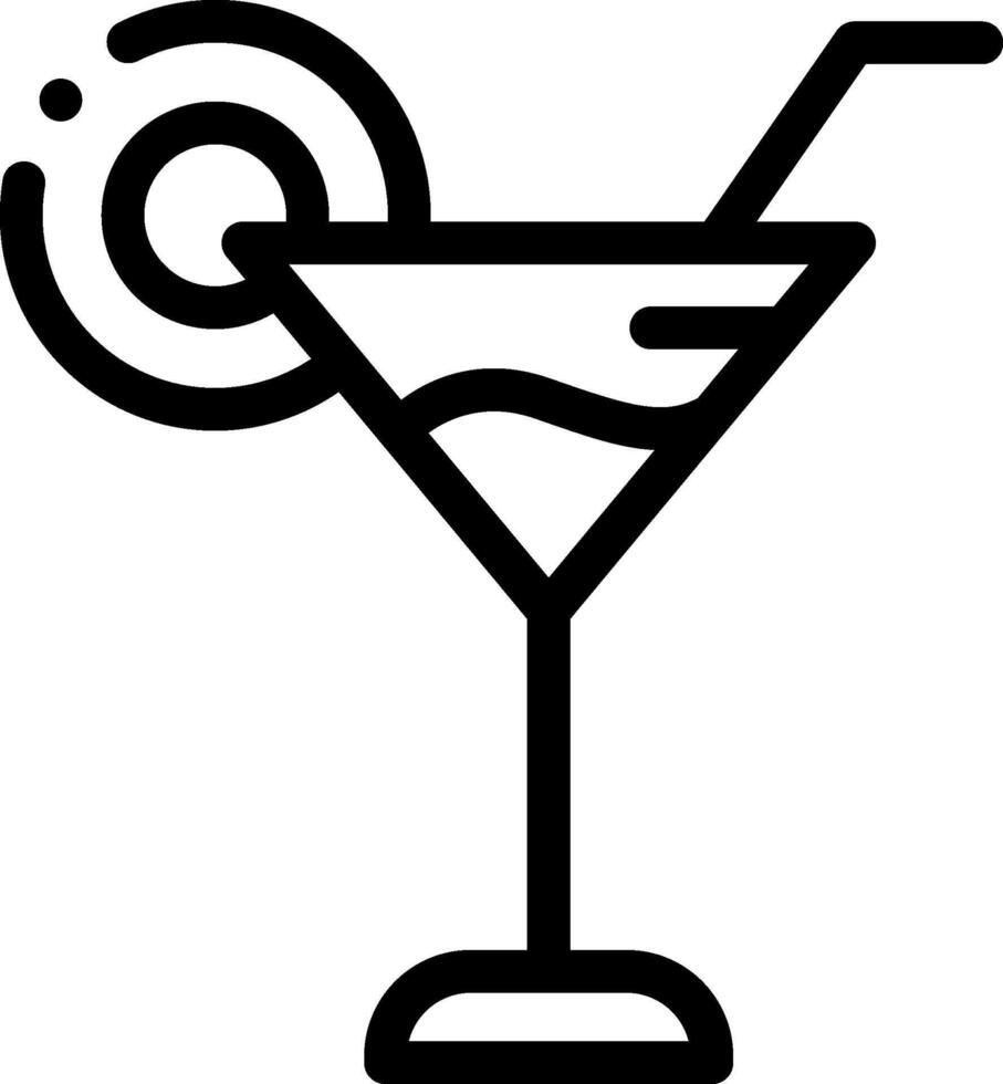 A martini glass with a straw and a drink vector