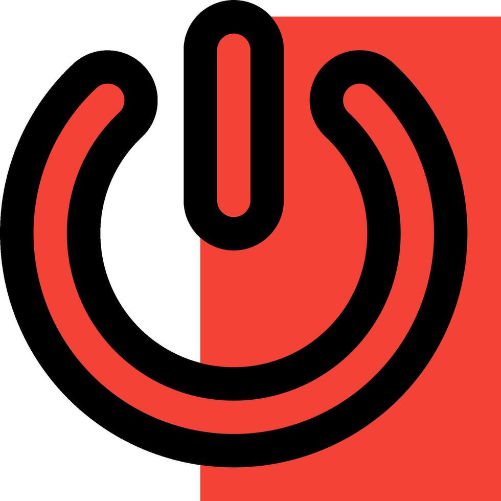 A red and black power button with a black arrow vector