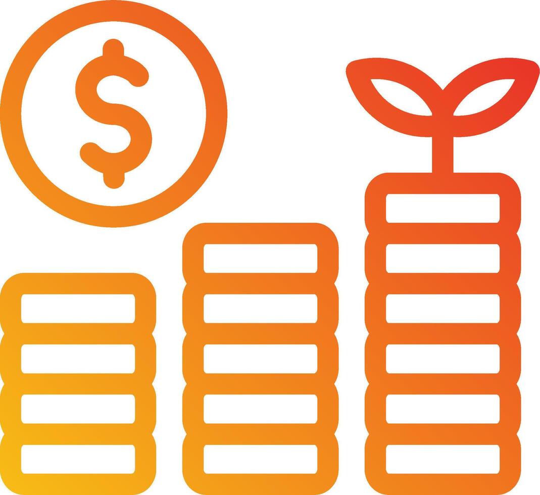 A stack of money and a plant growing from it vector