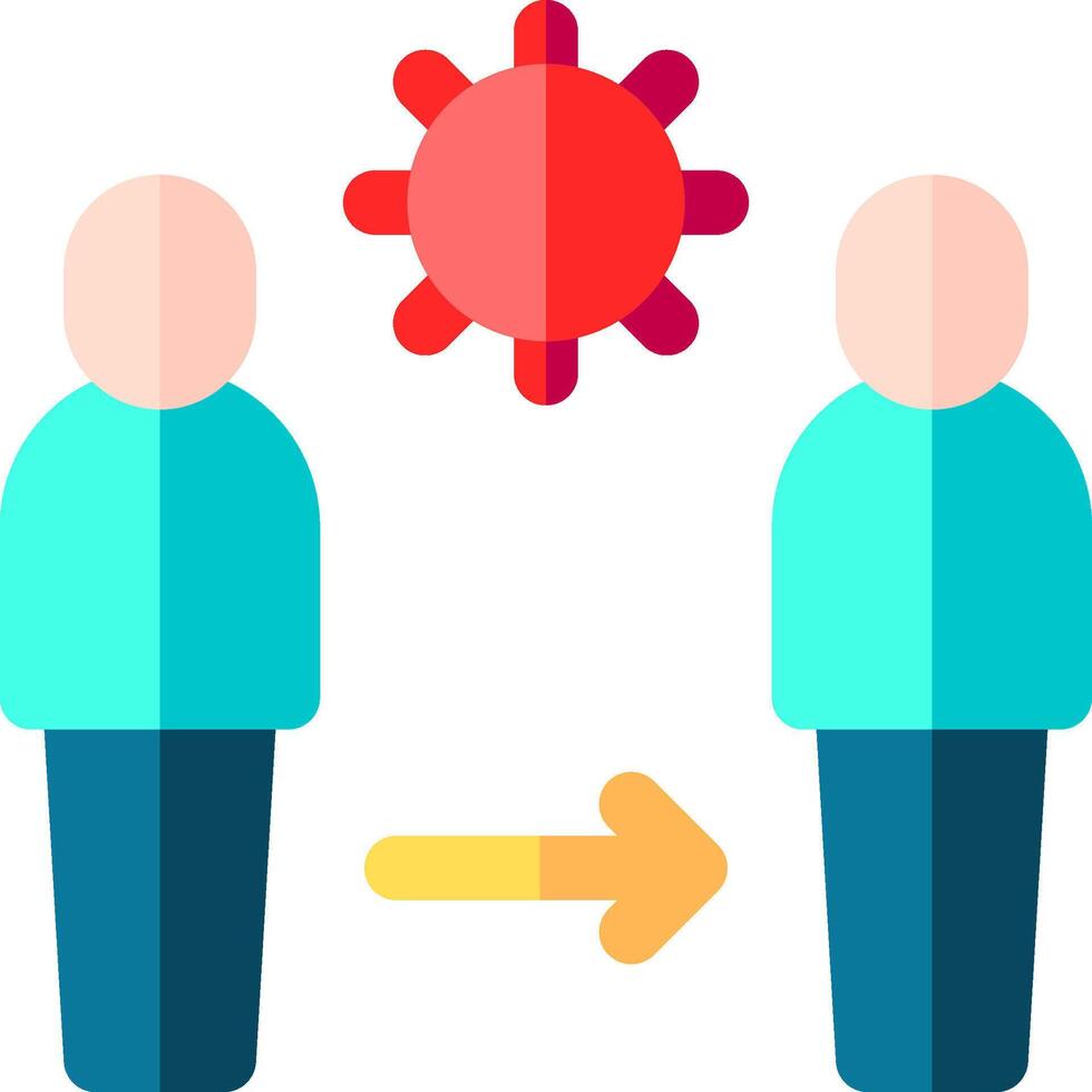 Two people are standing next to each other with a red sun vector