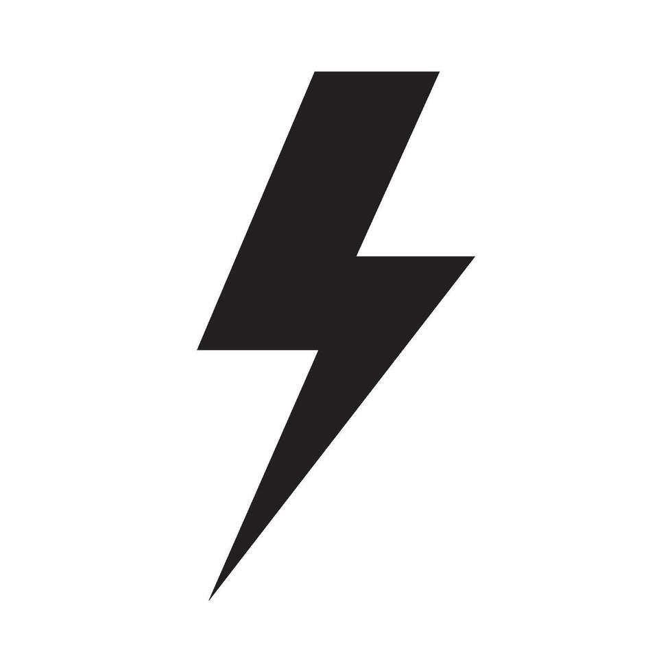 A black and white lightning bolt icon on a white background vector