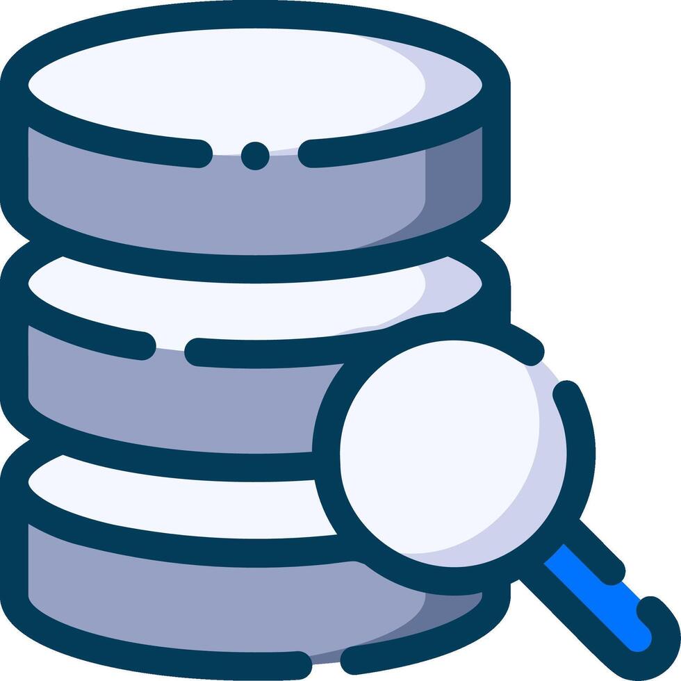 A magnifying glass and a stack of data vector
