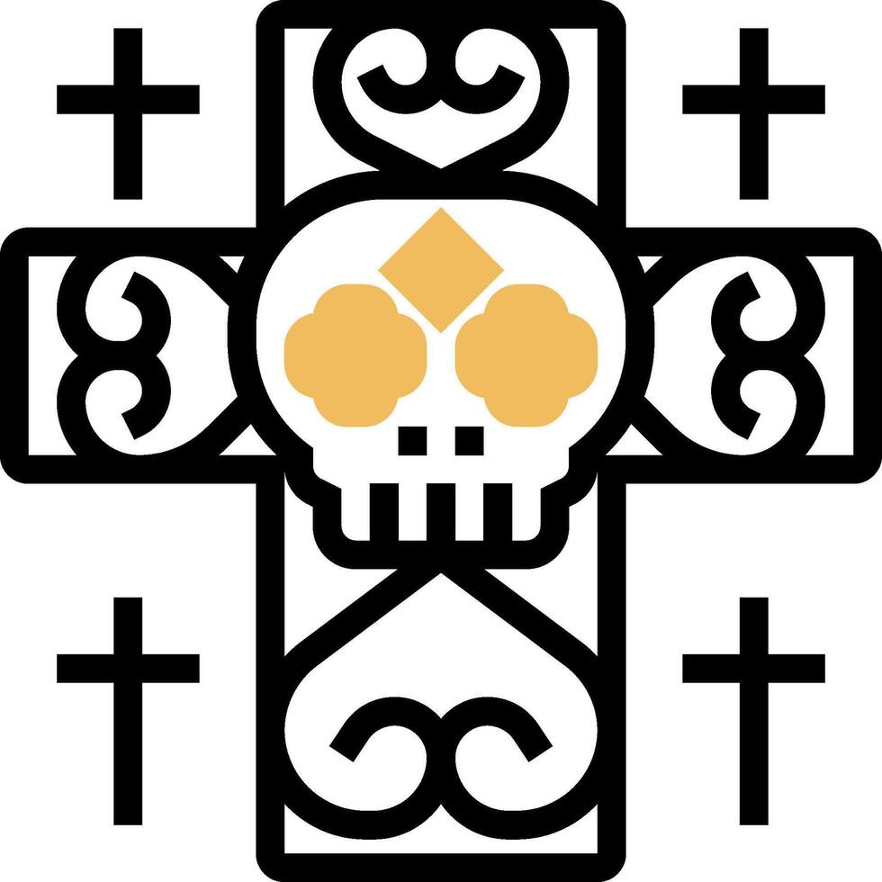A cross with a skull and crossbones on it vector