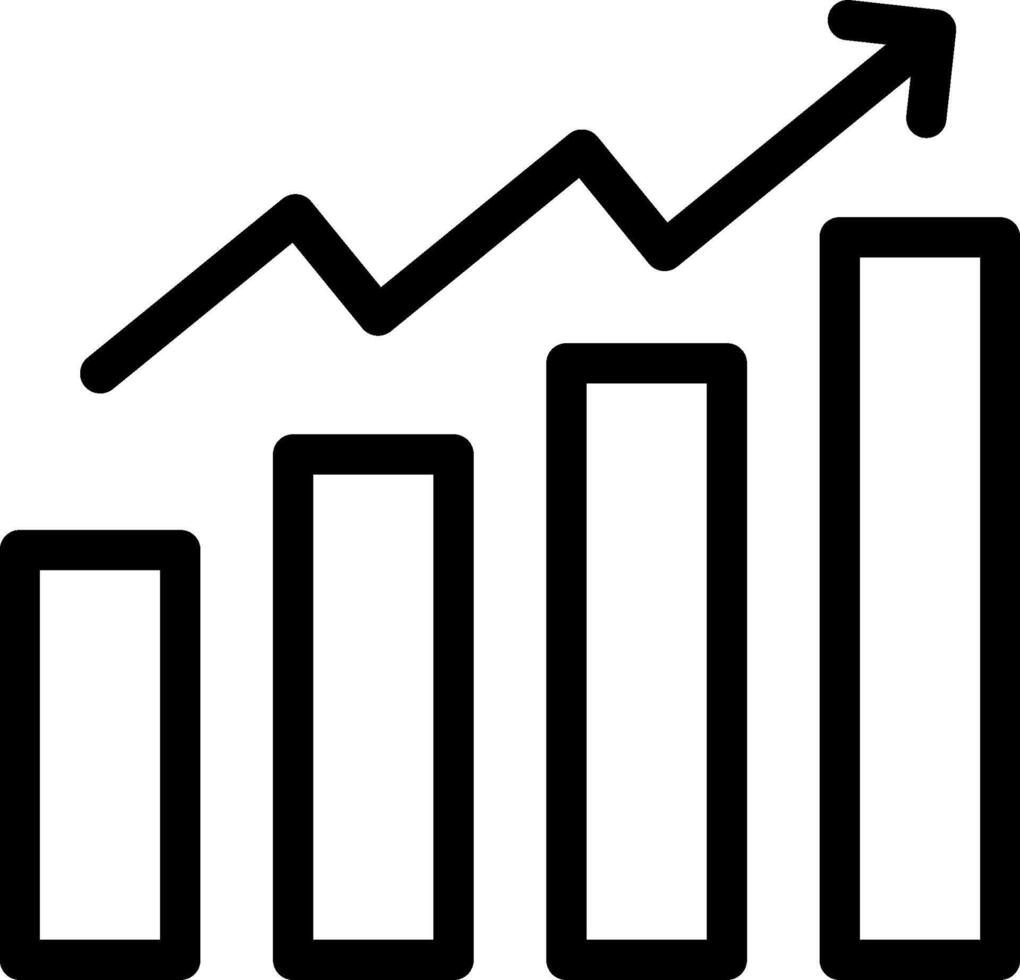 A graph bar with an upward arrow vector