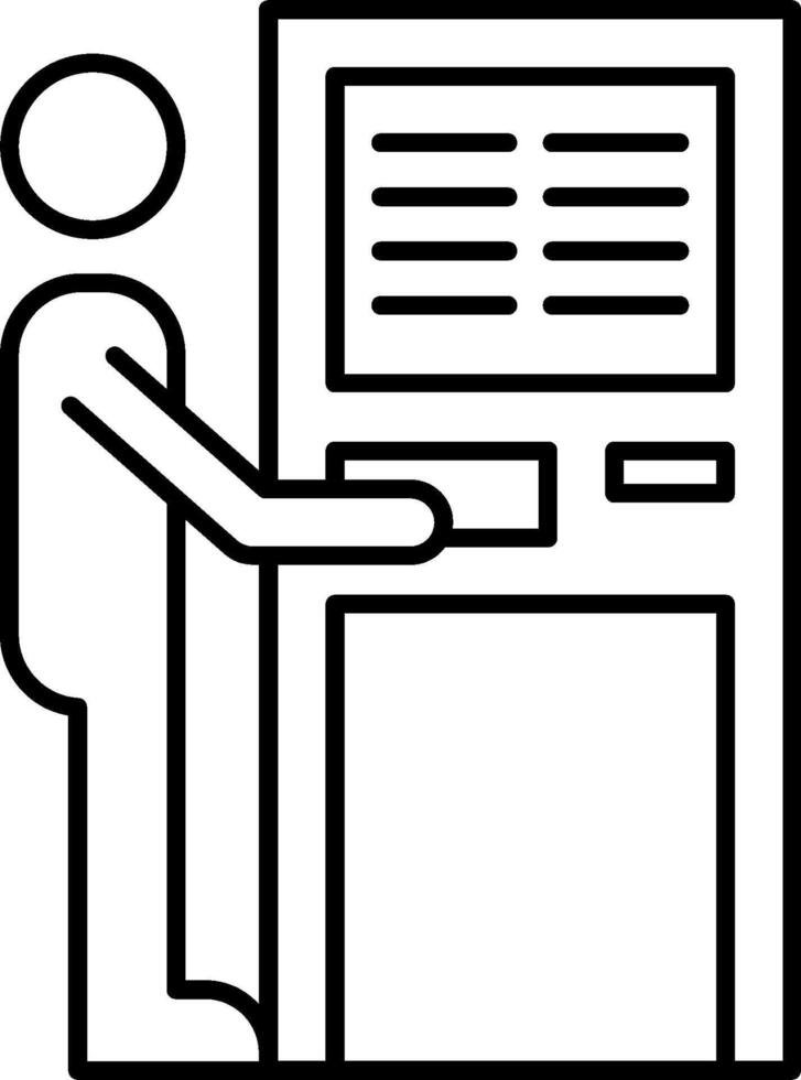 A man is standing in front of an atm machine vector