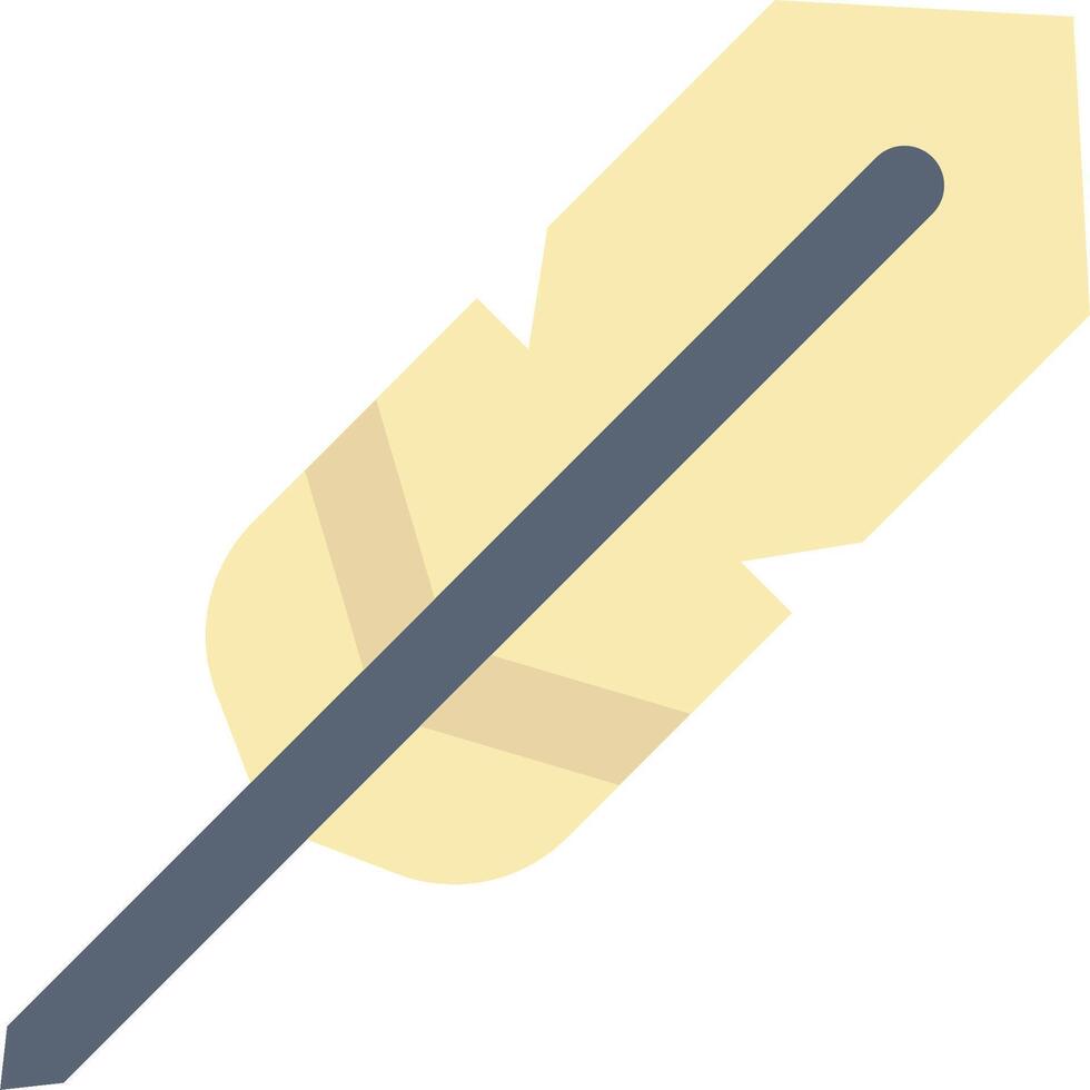 A feather quill with a long, thin, yellow stick vector