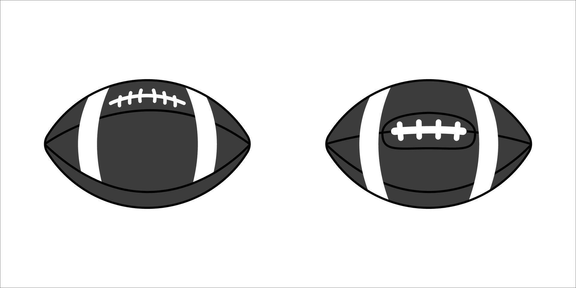 Sports balls Icons silhouette graphics. Illustration of American football. vector