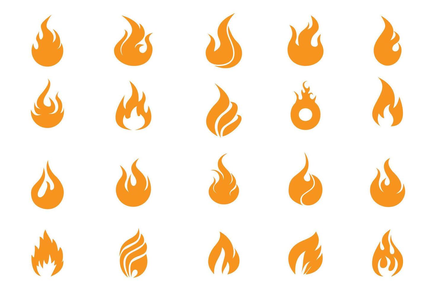 Fire flames icon set. Fire flames. Flame symbols. Set of yellow and orange fire flame. Collection of hot flaming element. Flame illustration design. vector