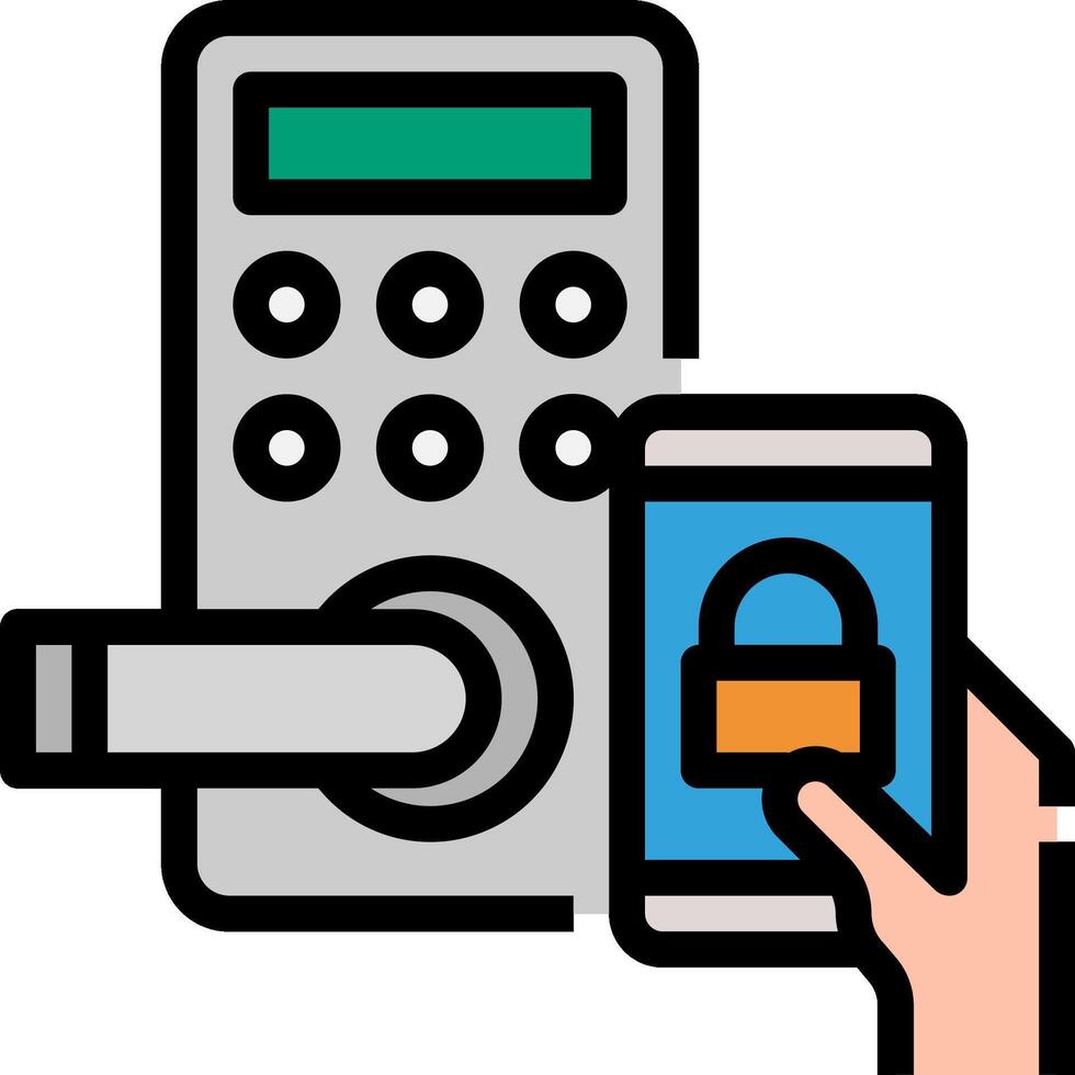 A hand holding a phone and a keypad vector