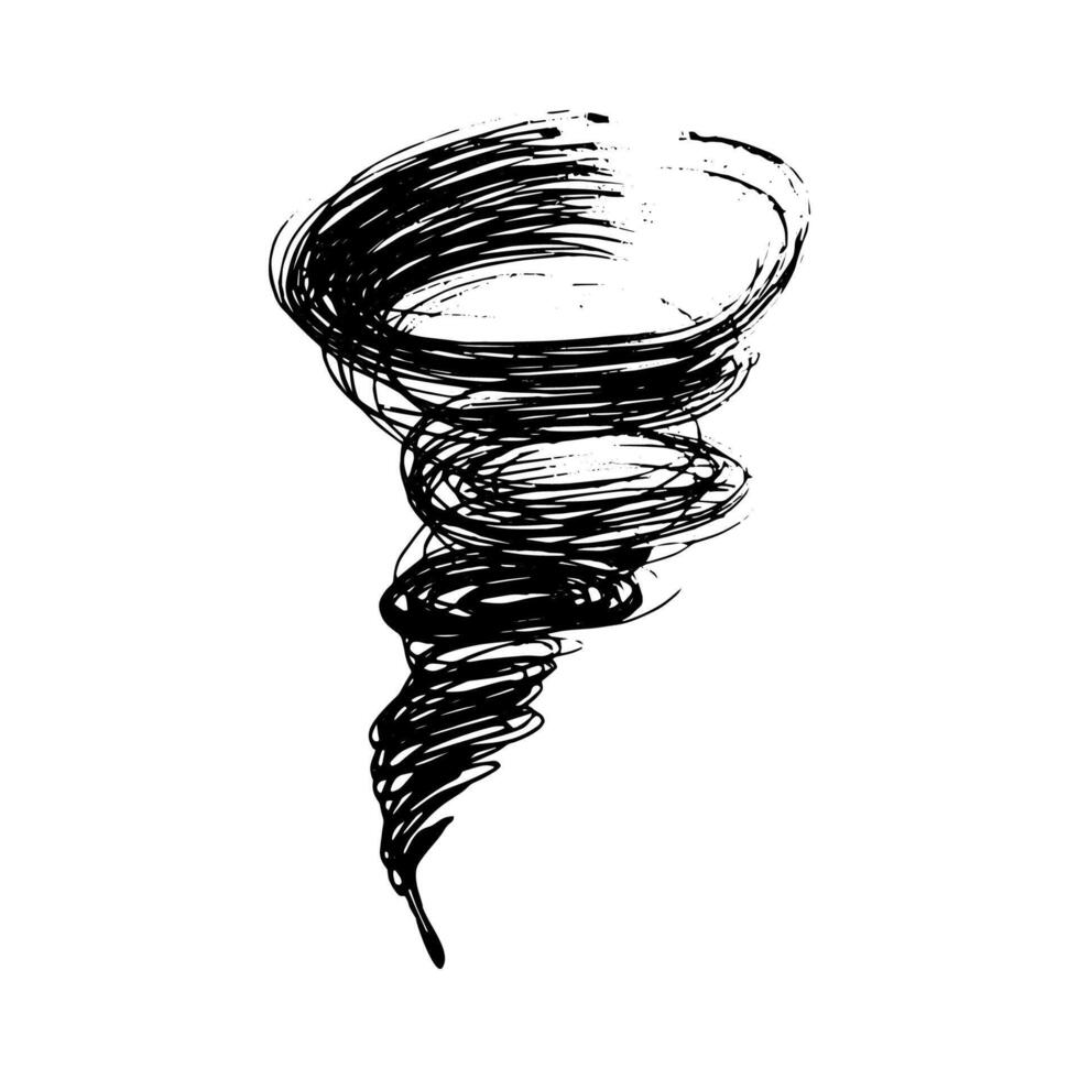 Hurricane sketch line art hand drawn on white background. cyclone, wind, tornado illustration vector