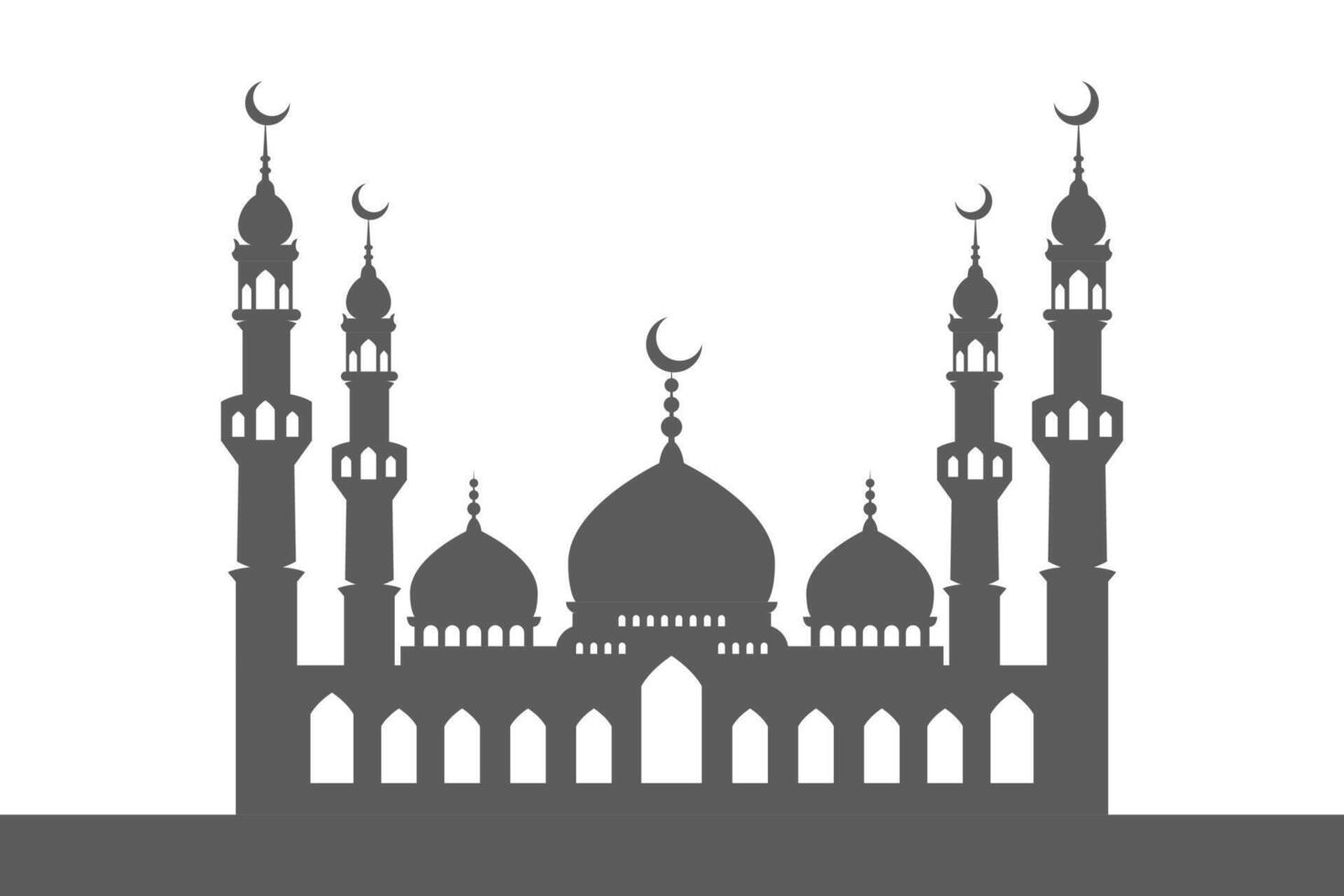 Muslim mosque silhouette isolated on white background. Arabic architectural object. vector