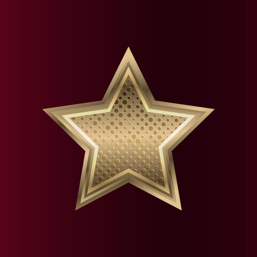 Golden Star Emblem on A Festive Dark Background. Realistic Icon Design. vector