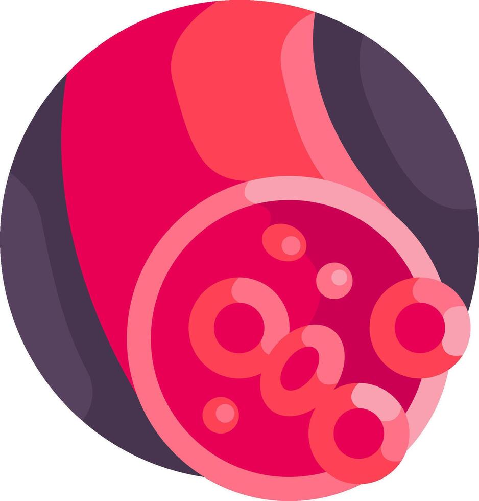 A red and pink object with bubbles inside vector