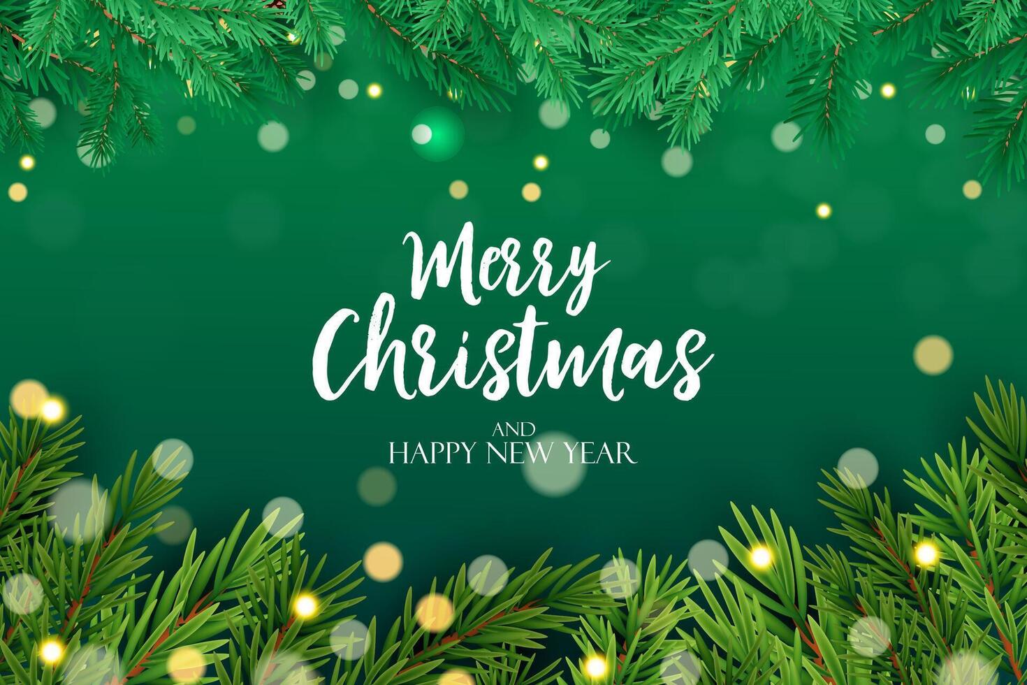 Merry Christmas and Happy New Year. xmas background, banner, frame, header, cover background or greeting card design. green color design. vector