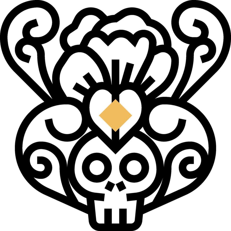 A skull with a flower and a heart in the middle vector