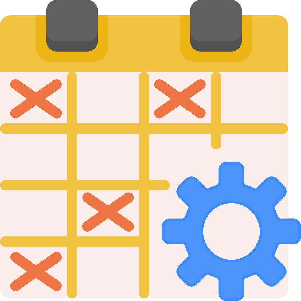 A calendar with a gear and cross marks vector